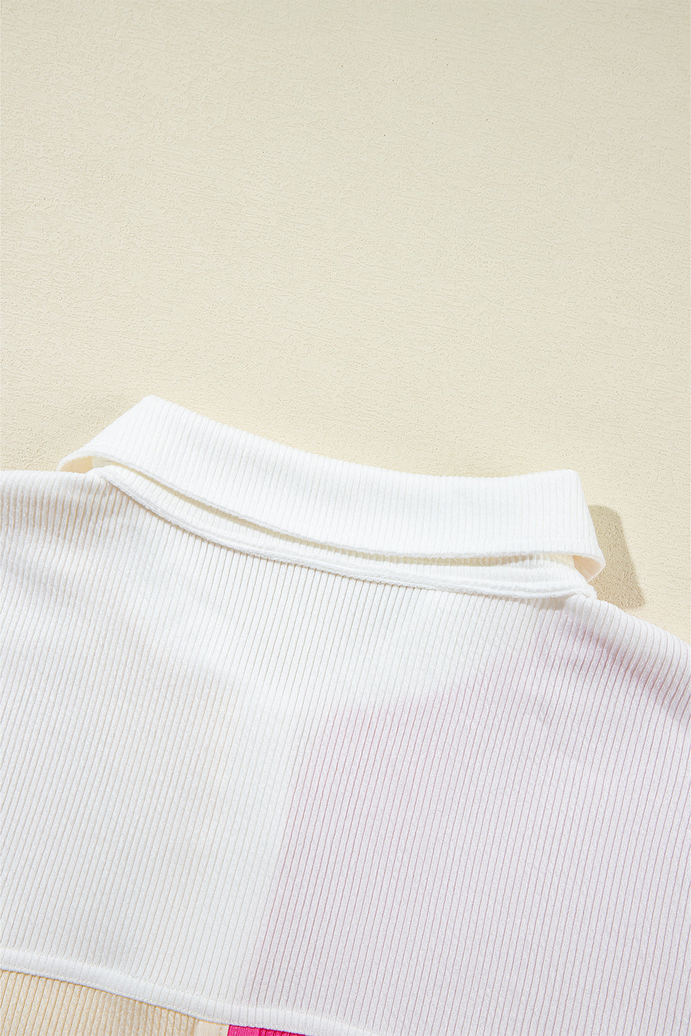 Pink Colorblock Patchwork Ribbed Oversized Sweatshirt