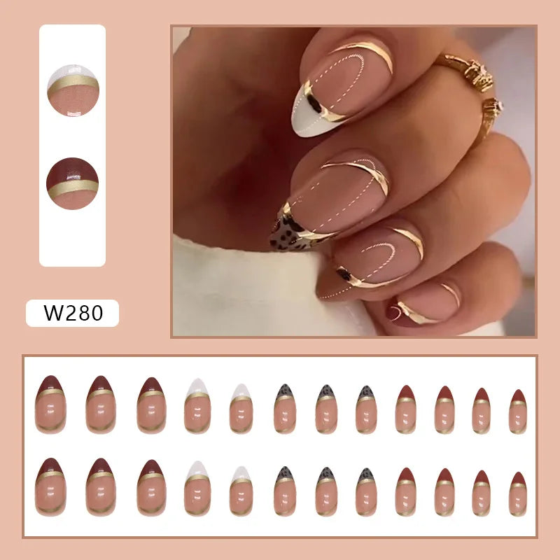White Lips 24 Pcs Press on Nails Pink Gradient Fake Nails Glossy Artificial Finger Manicure Reusable False Nails for Women. Med Spa Nails. Aesthetic Nurse Nails