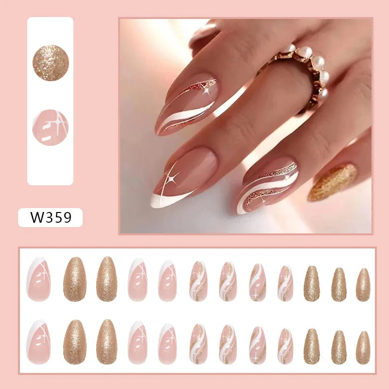 White Lips 24 Pcs Press on Nails Pink Gradient Fake Nails Glossy Artificial Finger Manicure Reusable False Nails for Women. Med Spa Nails. Aesthetic Nurse Nails