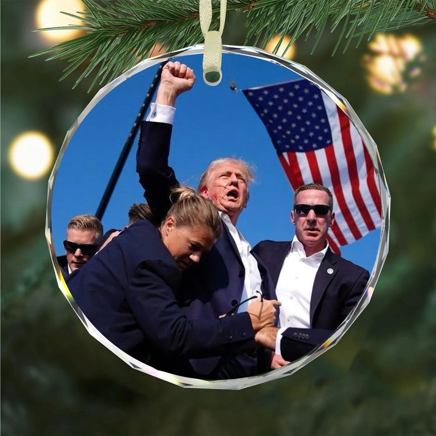 Trump Pendant, Fighting for Justice, Acrylic Car Pendant, Christmas Tree Ornaments, Historical Witness American Hotspot Souvenir