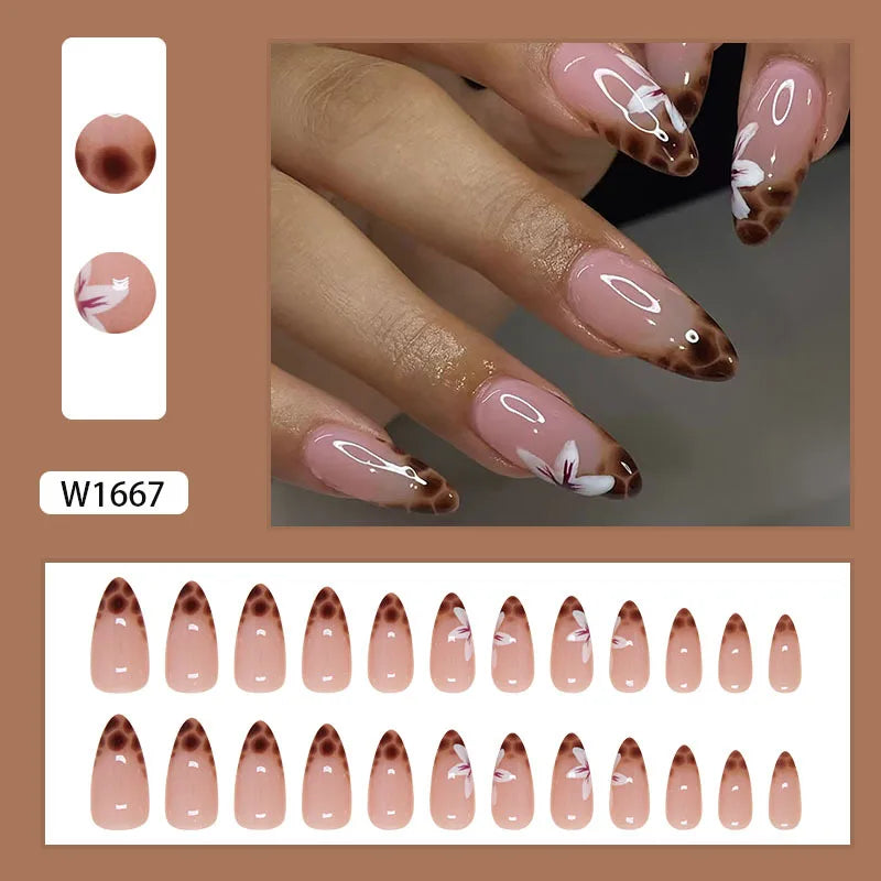White Lips 24 Pcs Press on Nails Pink Gradient Fake Nails Glossy Artificial Finger Manicure Reusable False Nails for Women. Med Spa Nails. Aesthetic Nurse Nails