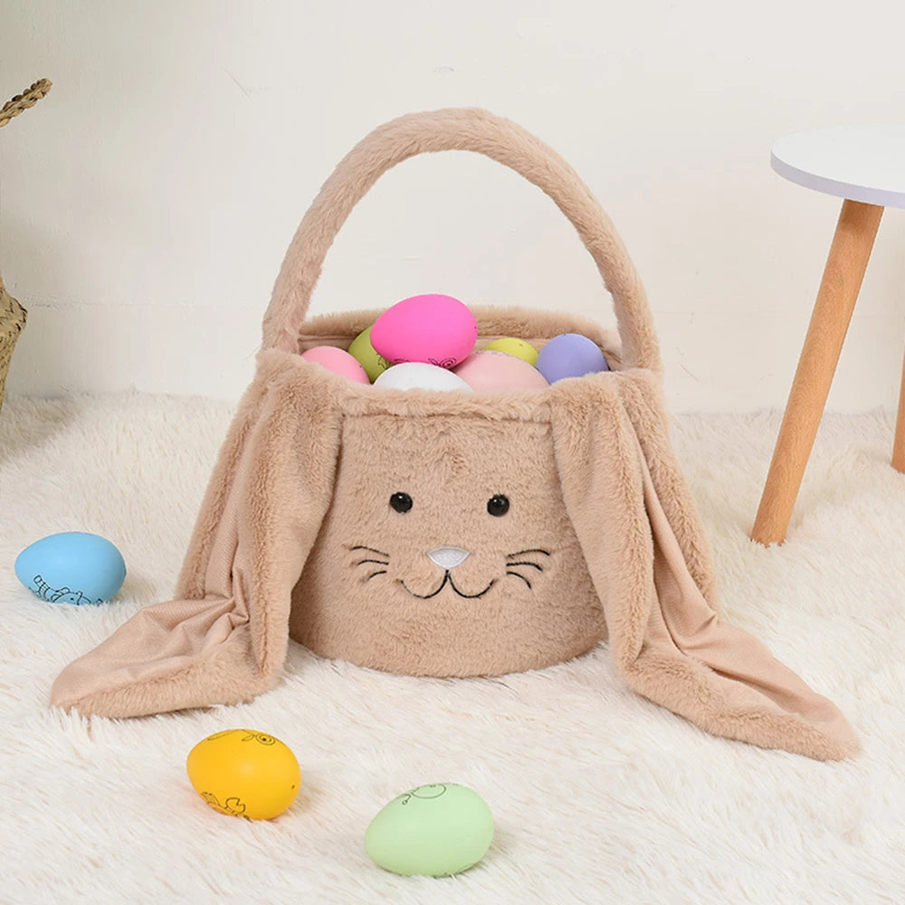 Personalized Easter Egg Hunt Basket for Kids - Custom Name Bunny Easter Gift Bag for Boys Girls Baby First 1st Easter