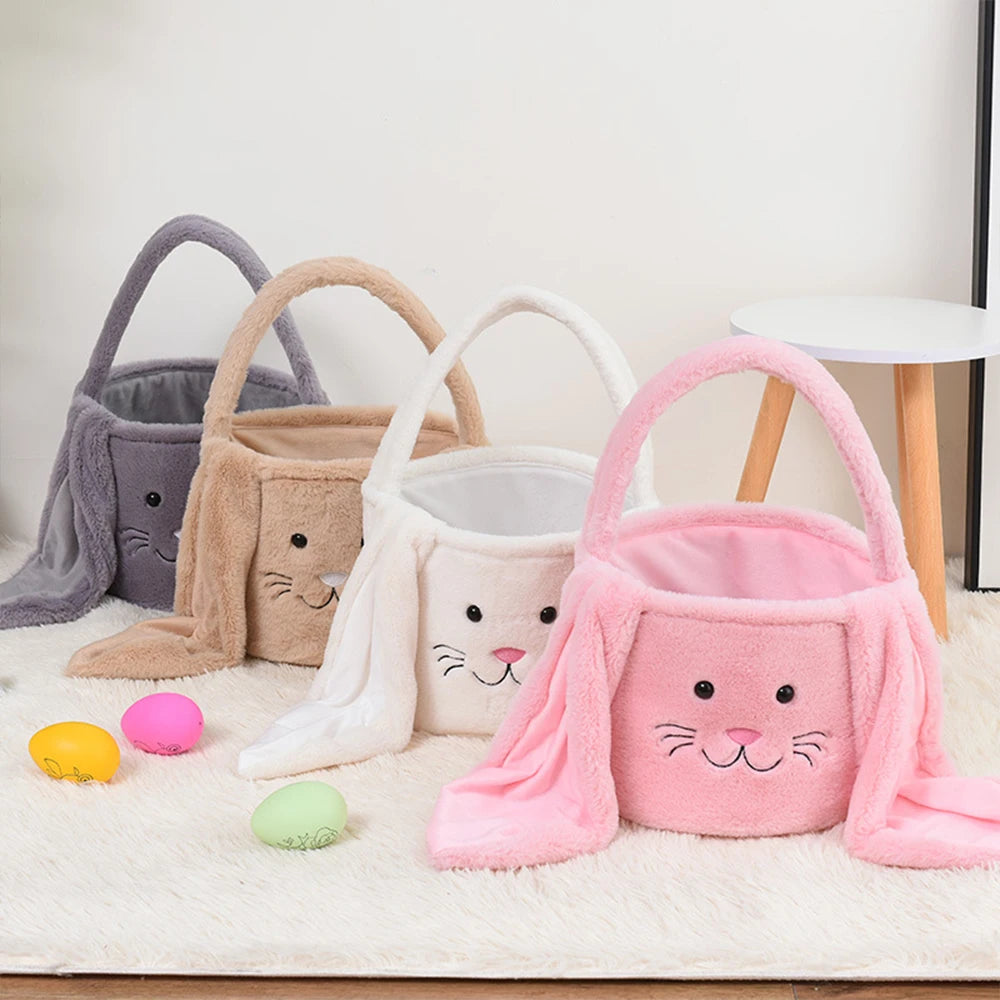 Personalized Easter Egg Hunt Basket for Kids - Custom Name Bunny Easter Gift Bag for Boys Girls Baby First 1st Easter