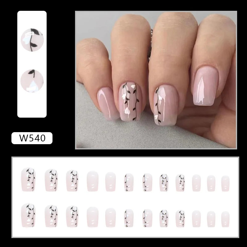 White Lips 24 Pcs Press on Nails Pink Gradient Fake Nails Glossy Artificial Finger Manicure Reusable False Nails for Women. Med Spa Nails. Aesthetic Nurse Nails