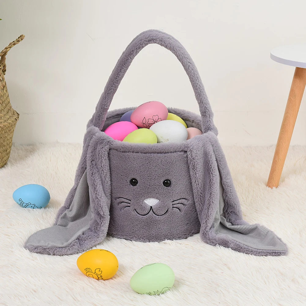 Personalized Easter Egg Hunt Basket for Kids - Custom Name Bunny Easter Gift Bag for Boys Girls Baby First 1st Easter
