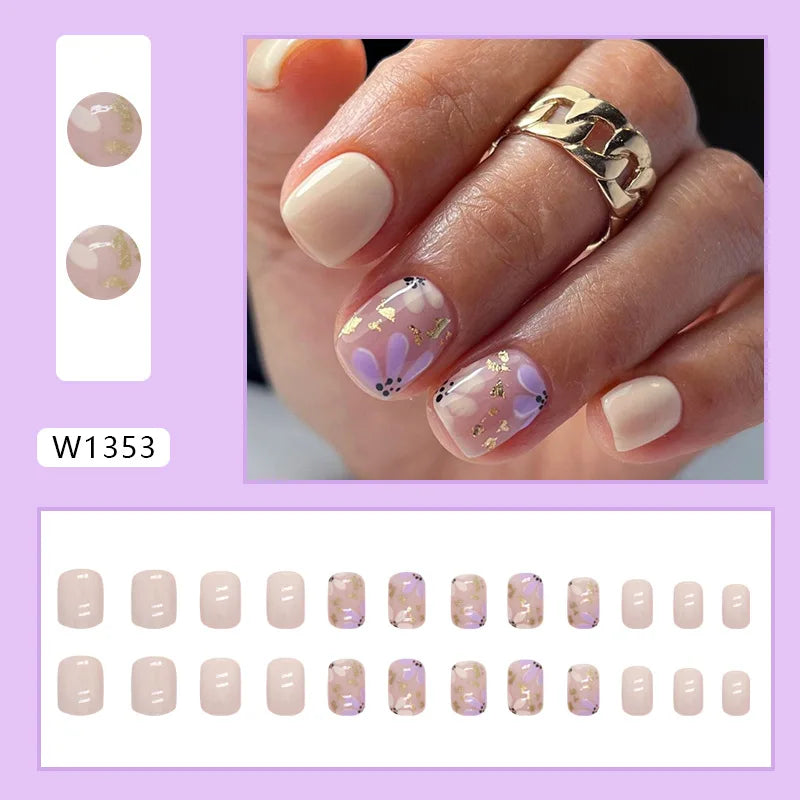 White Lips 24 Pcs Press on Nails Pink Gradient Fake Nails Glossy Artificial Finger Manicure Reusable False Nails for Women. Med Spa Nails. Aesthetic Nurse Nails