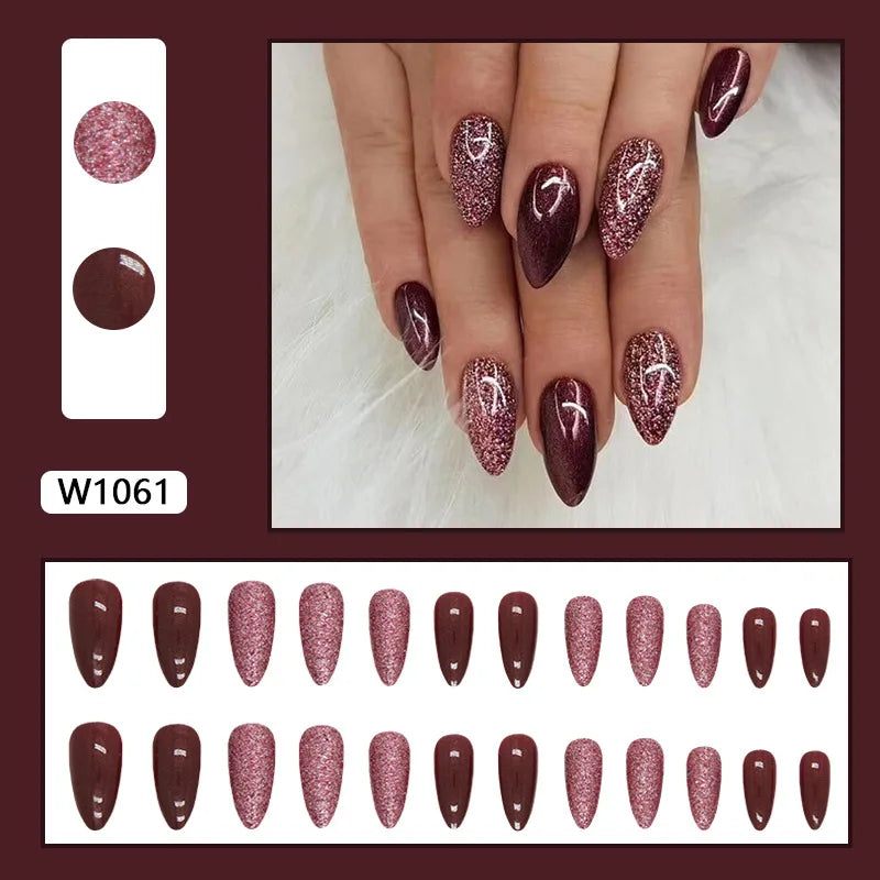 White Lips 24 Pcs Press on Nails Pink Gradient Fake Nails Glossy Artificial Finger Manicure Reusable False Nails for Women. Med Spa Nails. Aesthetic Nurse Nails