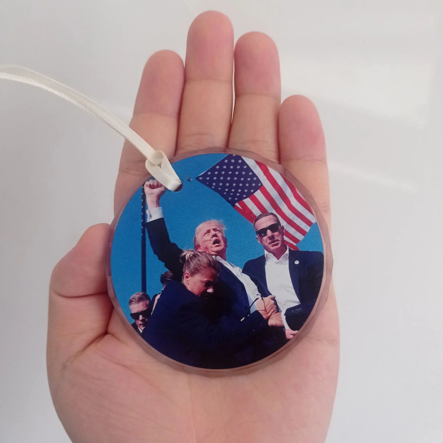 Trump Pendant, Fighting for Justice, Acrylic Car Pendant, Christmas Tree Ornaments, Historical Witness American Hotspot Souvenir