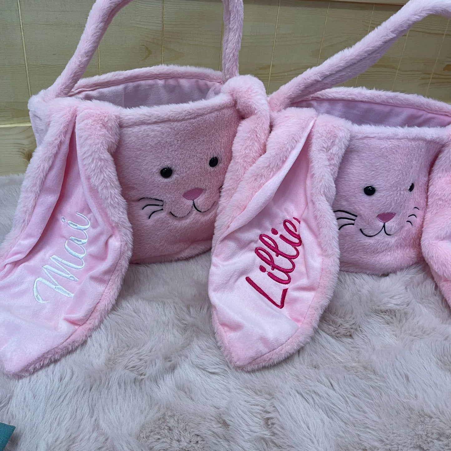 Personalized Easter Egg Hunt Basket for Kids - Custom Name Bunny Easter Gift Bag for Boys Girls Baby First 1st Easter