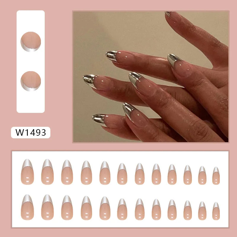 White Lips 24 Pcs Press on Nails Pink Gradient Fake Nails Glossy Artificial Finger Manicure Reusable False Nails for Women. Med Spa Nails. Aesthetic Nurse Nails
