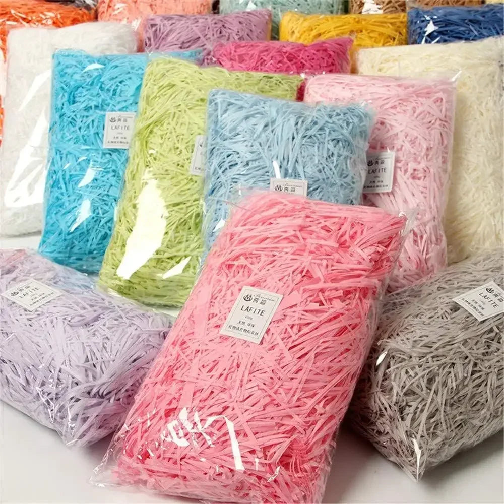 New DIY Basket Grass Craft Shredded Tissue Raffia Gift Filler Paper Shreds Gift Packaging Basket Filling Stuffer Party Supplies