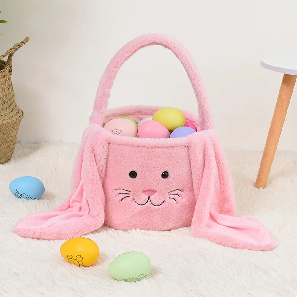 Personalized Easter Egg Hunt Basket for Kids - Custom Name Bunny Easter Gift Bag for Boys Girls Baby First 1st Easter