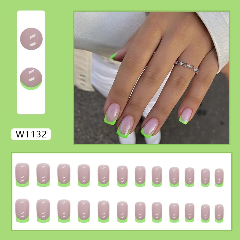 White Lips 24 Pcs Press on Nails Pink Gradient Fake Nails Glossy Artificial Finger Manicure Reusable False Nails for Women. Med Spa Nails. Aesthetic Nurse Nails