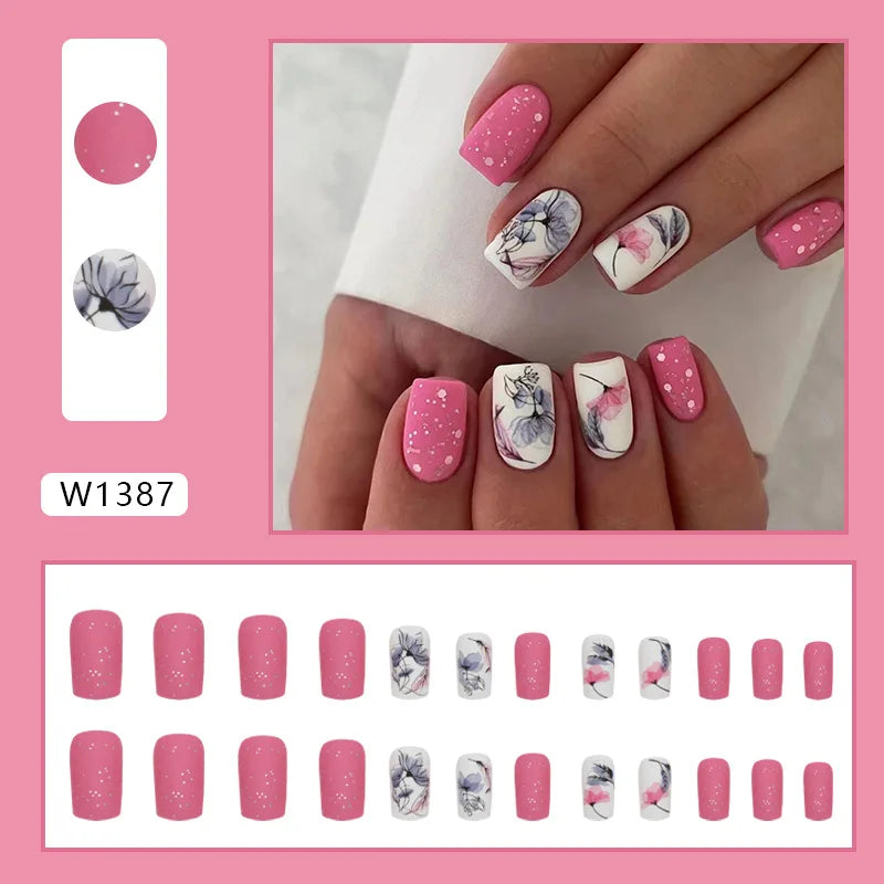 White Lips 24 Pcs Press on Nails Pink Gradient Fake Nails Glossy Artificial Finger Manicure Reusable False Nails for Women. Med Spa Nails. Aesthetic Nurse Nails
