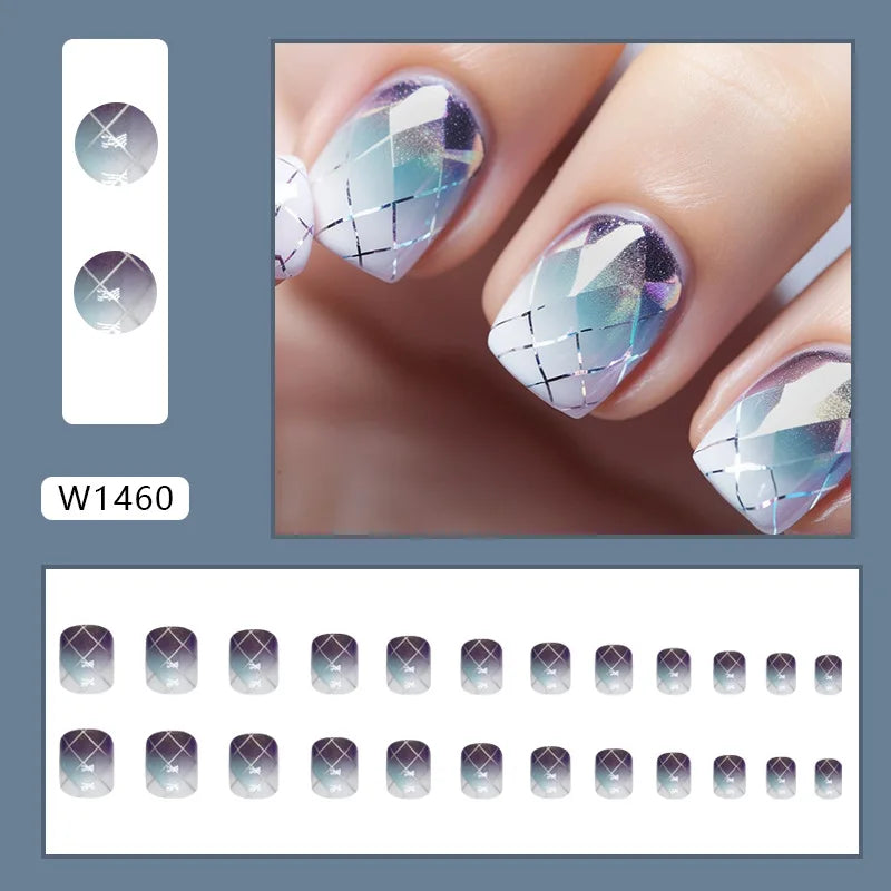 White Lips 24 Pcs Press on Nails Pink Gradient Fake Nails Glossy Artificial Finger Manicure Reusable False Nails for Women. Med Spa Nails. Aesthetic Nurse Nails