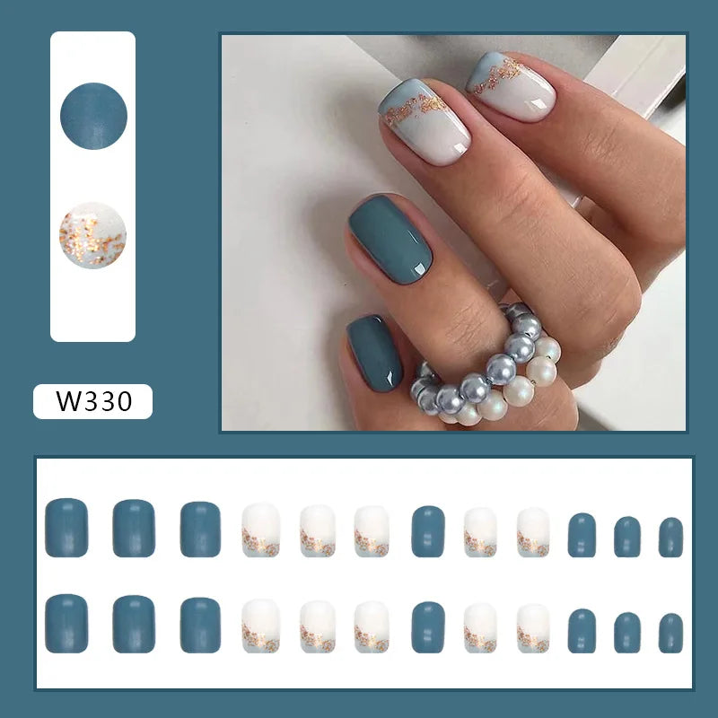 White Lips 24 Pcs Press on Nails Pink Gradient Fake Nails Glossy Artificial Finger Manicure Reusable False Nails for Women. Med Spa Nails. Aesthetic Nurse Nails