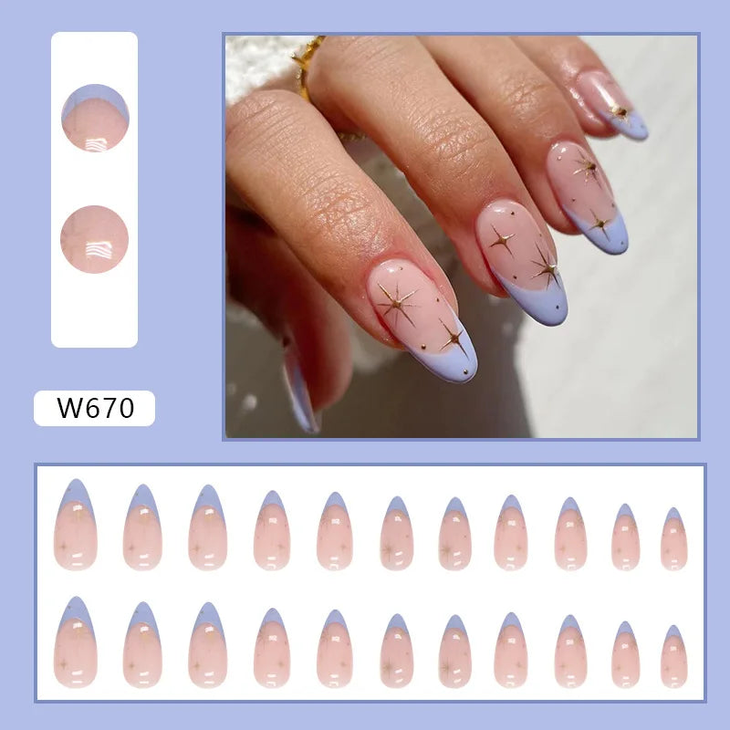 White Lips 24 Pcs Press on Nails Pink Gradient Fake Nails Glossy Artificial Finger Manicure Reusable False Nails for Women. Med Spa Nails. Aesthetic Nurse Nails