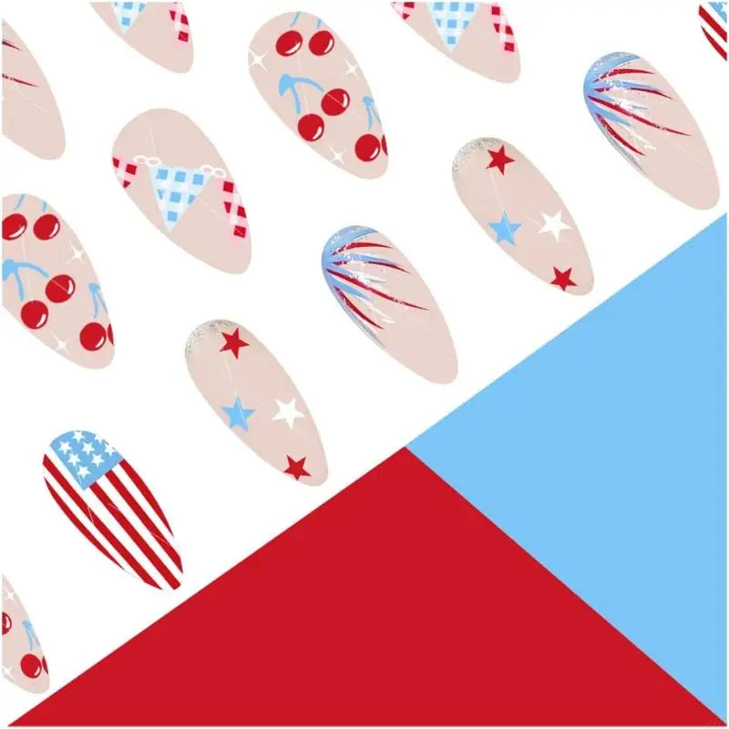 Q1FB 24x 4th of July Press On Full Cover on Almond False