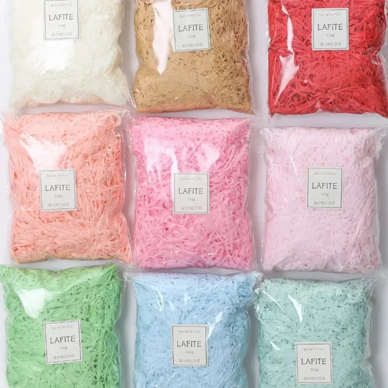 New DIY Basket Grass Craft Shredded Tissue Raffia Gift Filler Paper Shreds Gift Packaging Basket Filling Stuffer Party Supplies