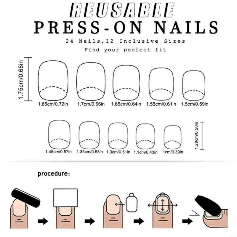 L8RD 4th of July Press on Square French Tip Fake Glues on for Womens