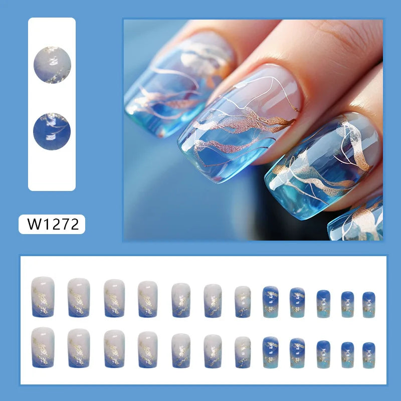 White Lips 24 Pcs Press on Nails Pink Gradient Fake Nails Glossy Artificial Finger Manicure Reusable False Nails for Women. Med Spa Nails. Aesthetic Nurse Nails