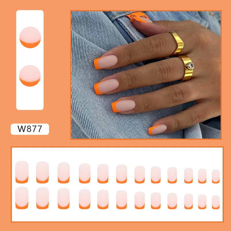White Lips 24 Pcs Press on Nails Pink Gradient Fake Nails Glossy Artificial Finger Manicure Reusable False Nails for Women. Med Spa Nails. Aesthetic Nurse Nails