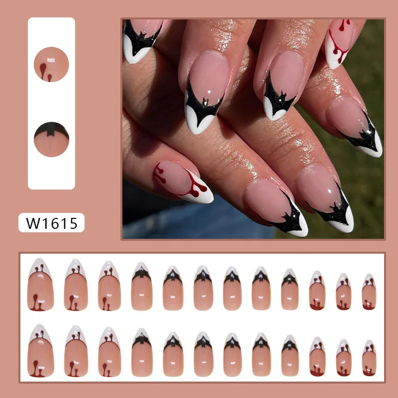 White Lips 24 Pcs Press on Nails Pink Gradient Fake Nails Glossy Artificial Finger Manicure Reusable False Nails for Women. Med Spa Nails. Aesthetic Nurse Nails