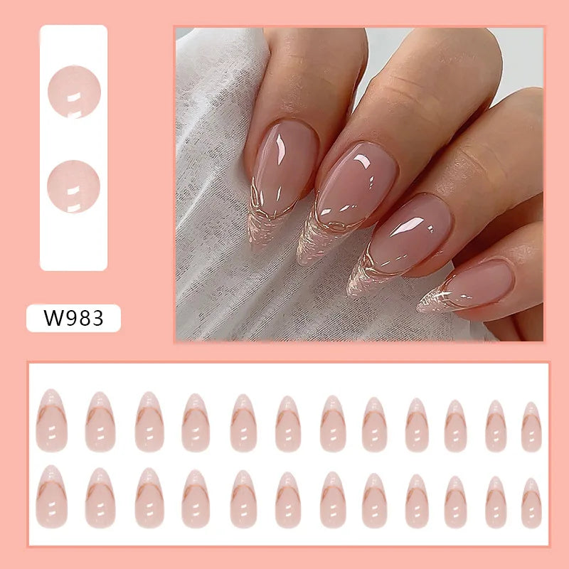 White Lips 24 Pcs Press on Nails Pink Gradient Fake Nails Glossy Artificial Finger Manicure Reusable False Nails for Women. Med Spa Nails. Aesthetic Nurse Nails