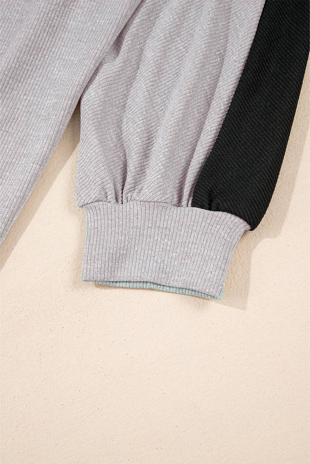 Pink Colorblock Patchwork Ribbed Oversized Sweatshirt
