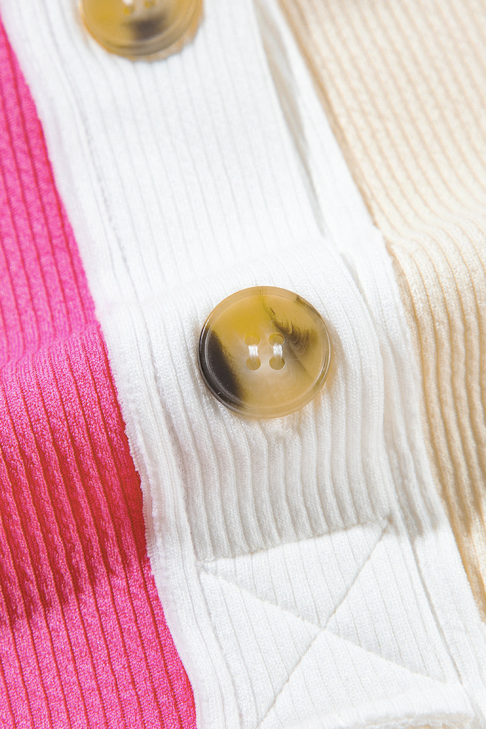 Pink Colorblock Patchwork Ribbed Oversized Sweatshirt