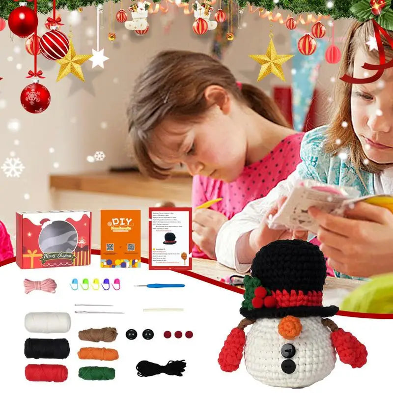 Christmas Crochet Kits Snowman Beginner Crochet Kits Craft Supplies With English Video Tutorials Christmas Handmade Knitting Kit