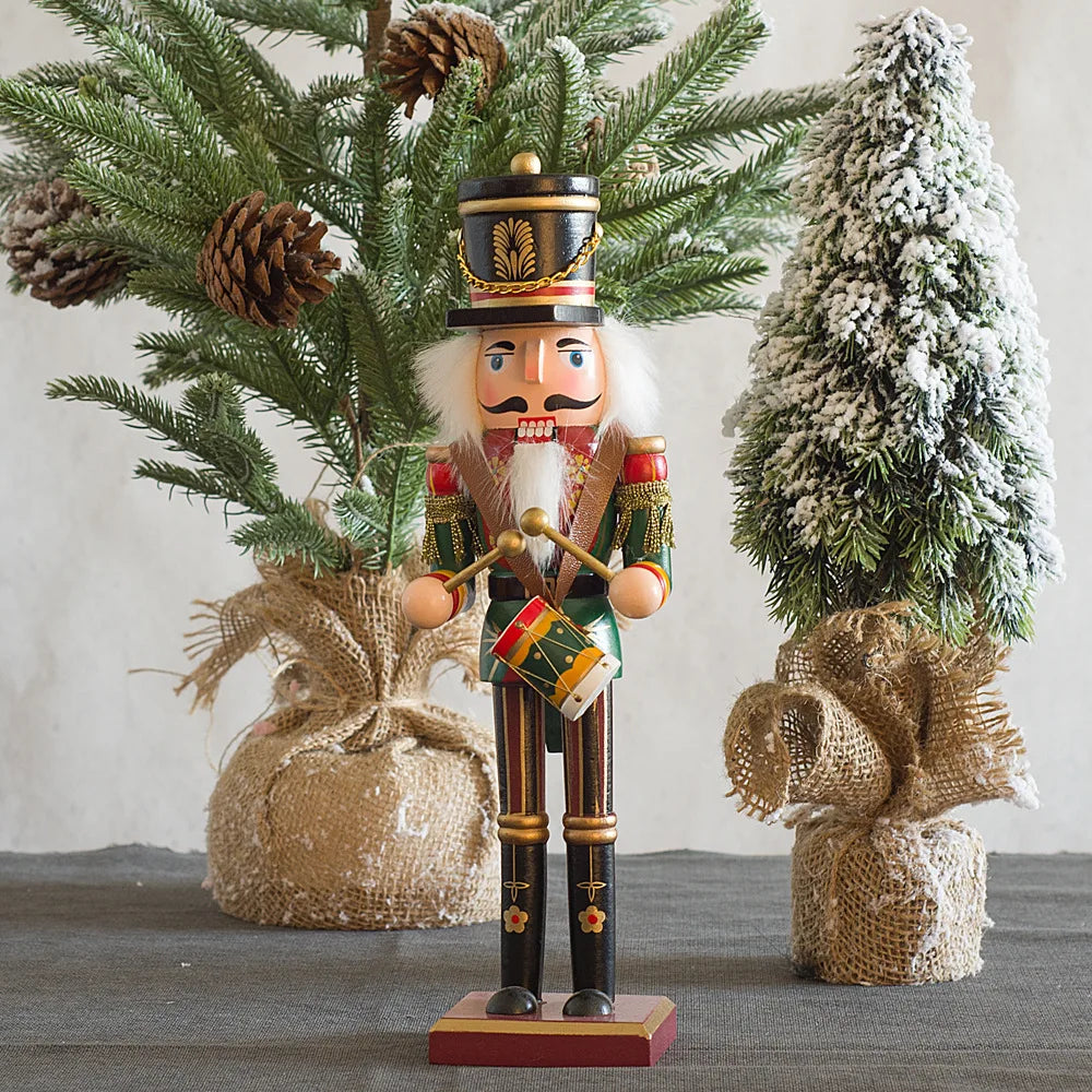 30cm Christmas Nutcracker Puppets Soldier Creative Crafts Gifts Christmas Home Decor Creative Pieces Wooden Antique Toy Gifts