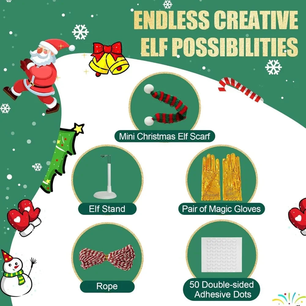 24-Day Chrismas Elf Kit Christmas Elf Adventure Kit 2024 with 24 Days Christmas Elf Scenes Idea Kit