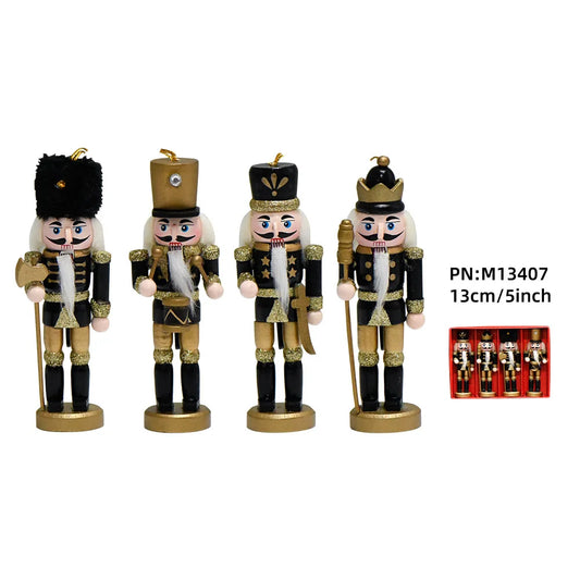 13cm Christmas Nutcracker Figure Soldier Wooden Vintage Puppet Creative Handicrafts Gift Christmas Decorations Ornament Ht214