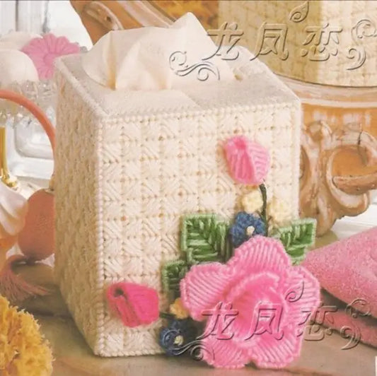 12x12x14cm Carton Roses storage tissue box embroidery kit DIY handmade craft set Crocheting knitting needlework supplies