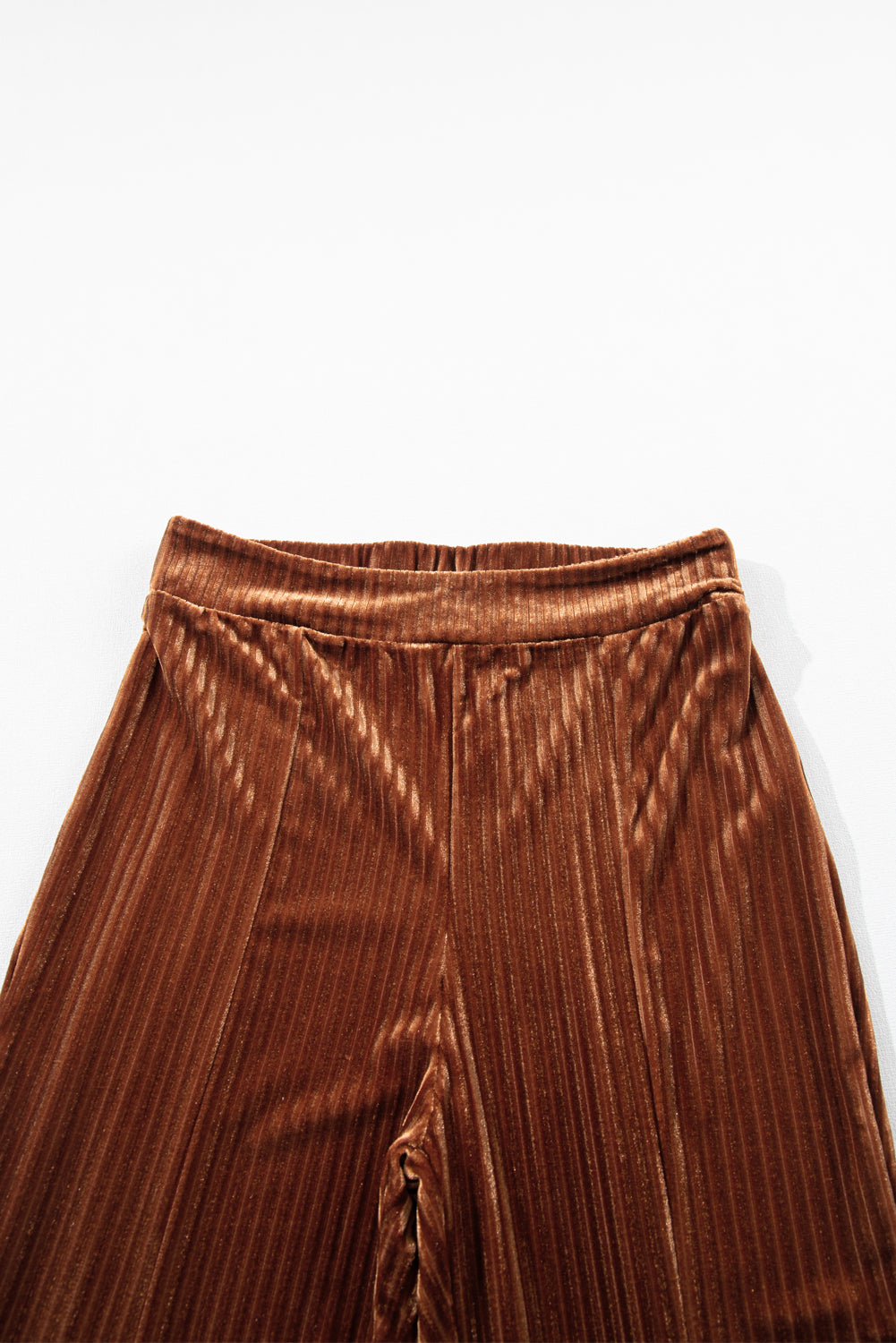 Dusty Pink Solid Color High Waist Corduroy Flare Pants