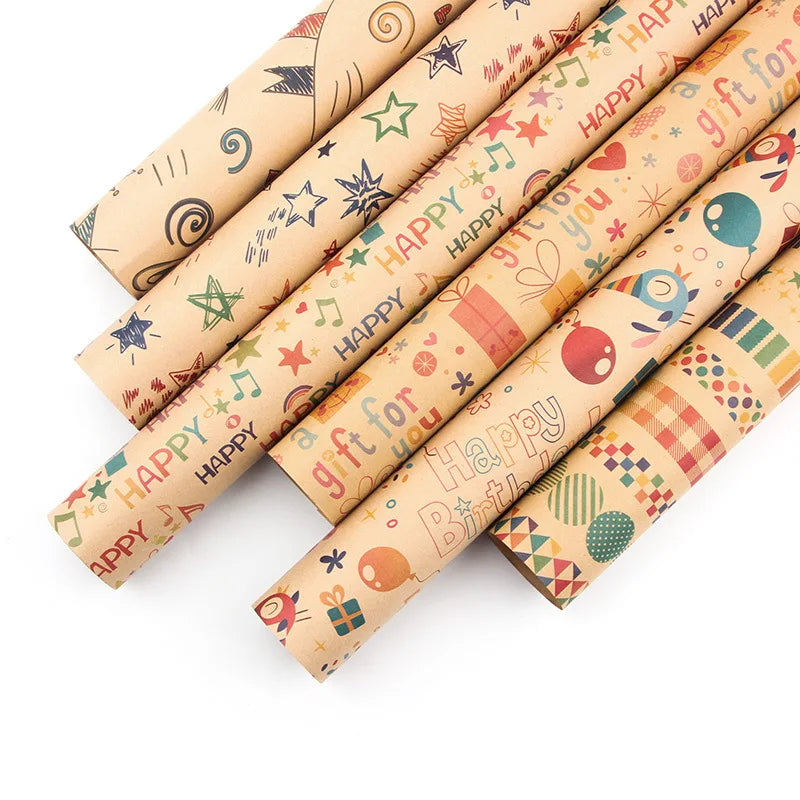 50x70cm Kraft Paper Roll Gift Wrapping Paper for Baby Shower Holiday Party Christmas Wedding Colorful Wrapping Paper Sheets