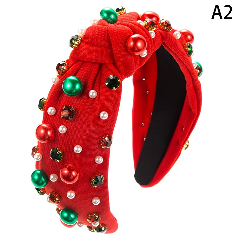 1Pc Christmas Pearl Headband Rhinestone Band Women's Minimalist Holiday Trend Hair Accessories