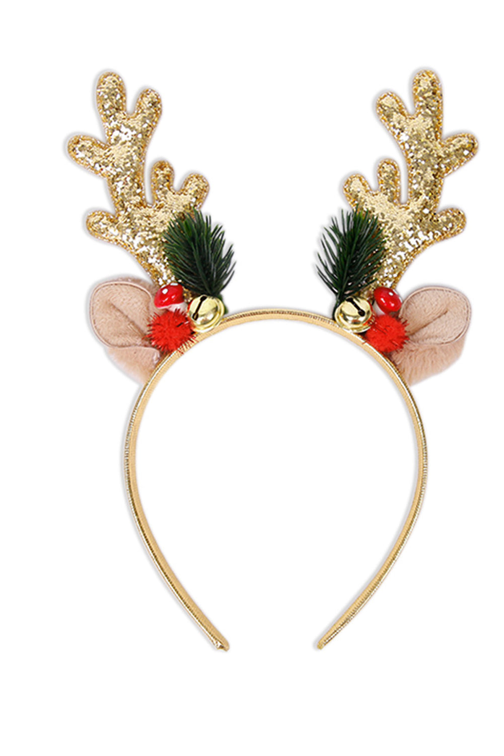 Gold Shiny Christmas Reindeer Horn Headband