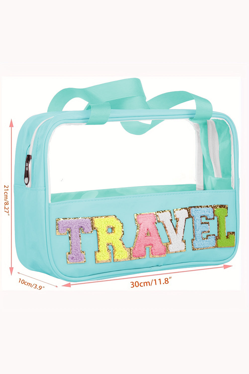 Purple TRAVEL Letter Clear PVC Makeup Bag