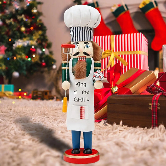 Christmas Chef Nutcracker,Wood Nutcracker Collectible Figure Christmas Decoration for Festive Shelves Party Family Friend