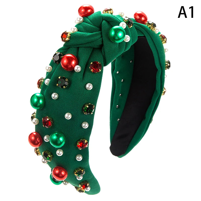 1Pc Christmas Pearl Headband Rhinestone Band Women's Minimalist Holiday Trend Hair Accessories