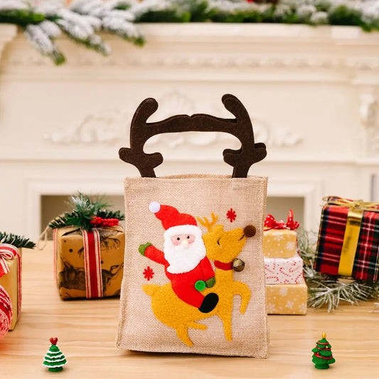 Large Cute Candy Bag Antler Lovely Snowman Storage Basket Cartoon Female Handbag Christmas Style Bag