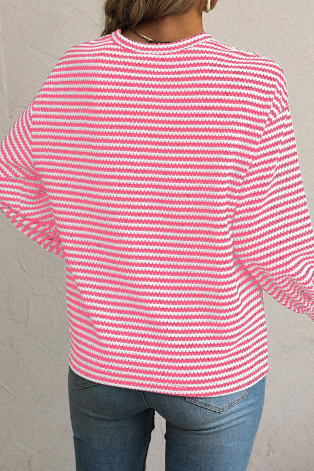 Striped Round Neck Long Sleeve Top