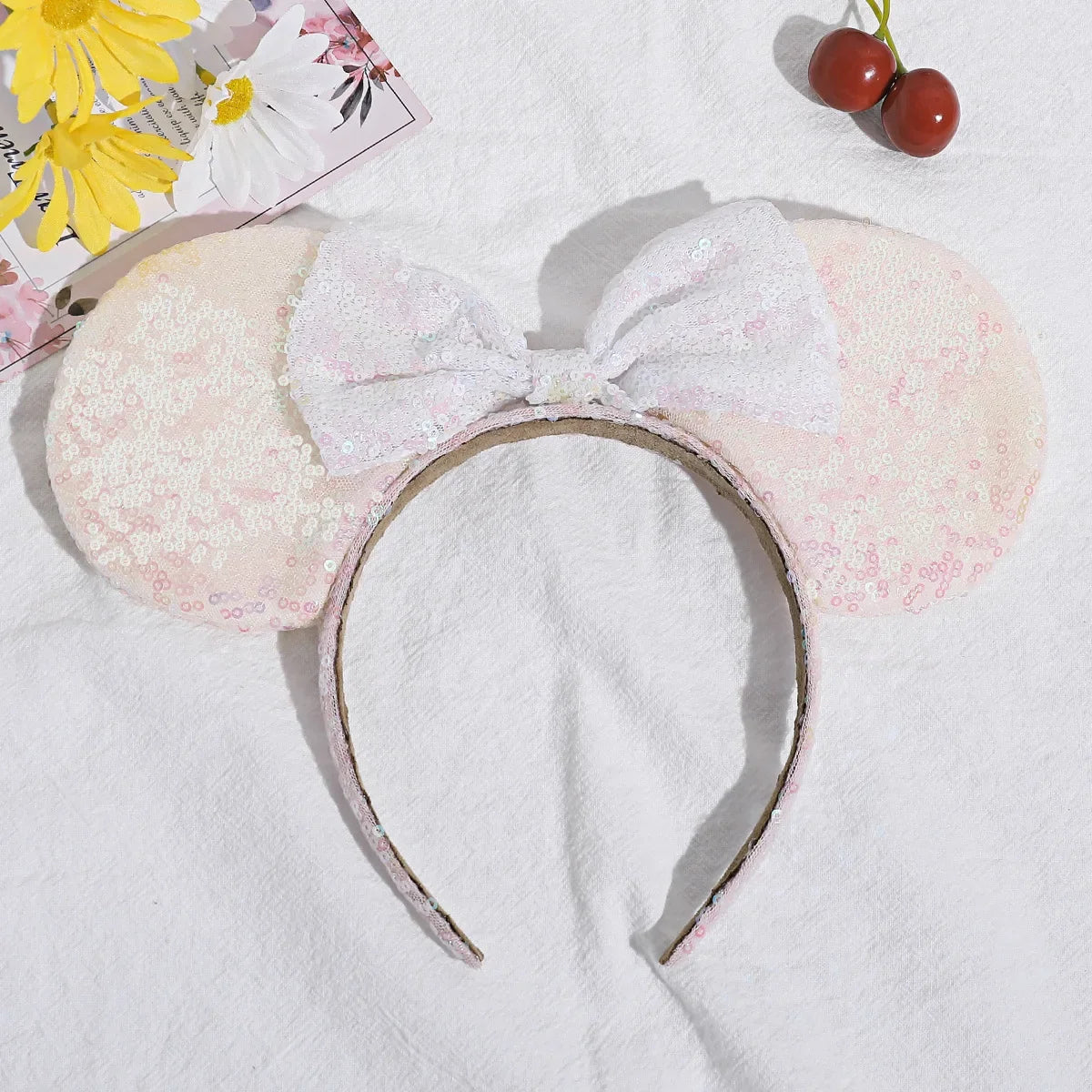 Christmas Headbands Kids Disney Classic Glitter Mickey Minnie Mouse Headband bow-knot Ears Hair Hoop Party Xmas Hair Accessories