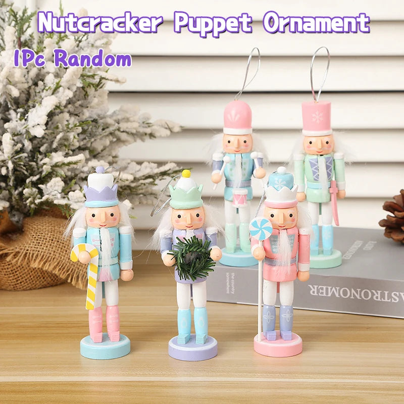 1Pc 12CM Cute Nutcracker Puppet Ornament Cartoon Crafts Ornaments Christmas Tree Pendant Decoration For New Year Xmas Gifts