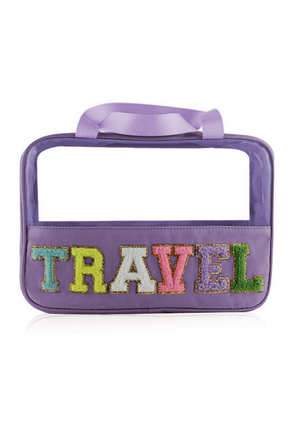 Purple TRAVEL Letter Clear PVC Makeup Bag