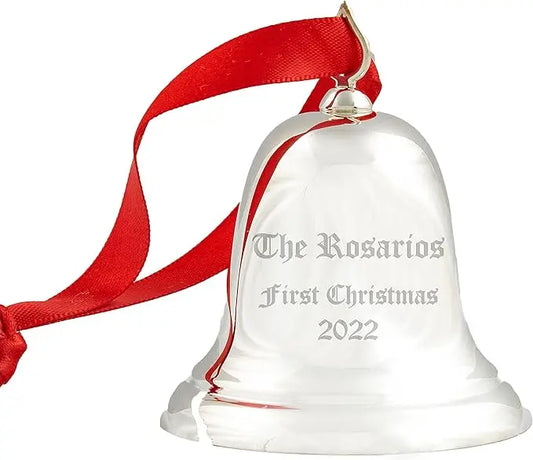 Reed & Barton Ring in the Season Legacy Bell Sterling Silver Personalized Christmas Ornament, Custom Engraved Silver Bell