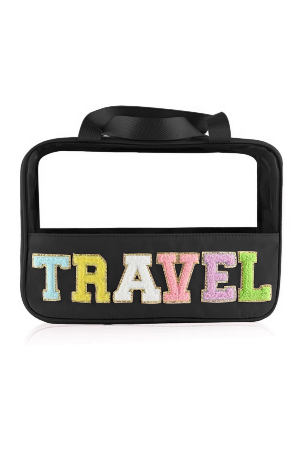 Purple TRAVEL Letter Clear PVC Makeup Bag