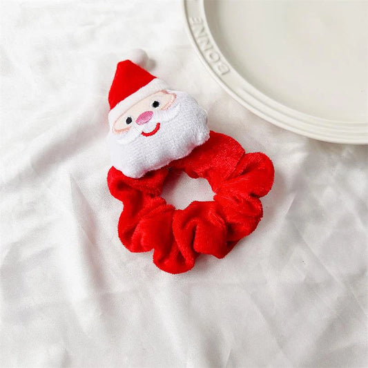 Cute Cartoon Christmas Tree Santa Claus Elk Plush Large Intestine Scrunchies Hair Rope Elastic Hair Bands Fashion Hair Accessory